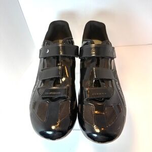 Louis Garneau Chrome Men Black Road Cycling Shoes HRS-80 Triple Strap Sz 14-14.5